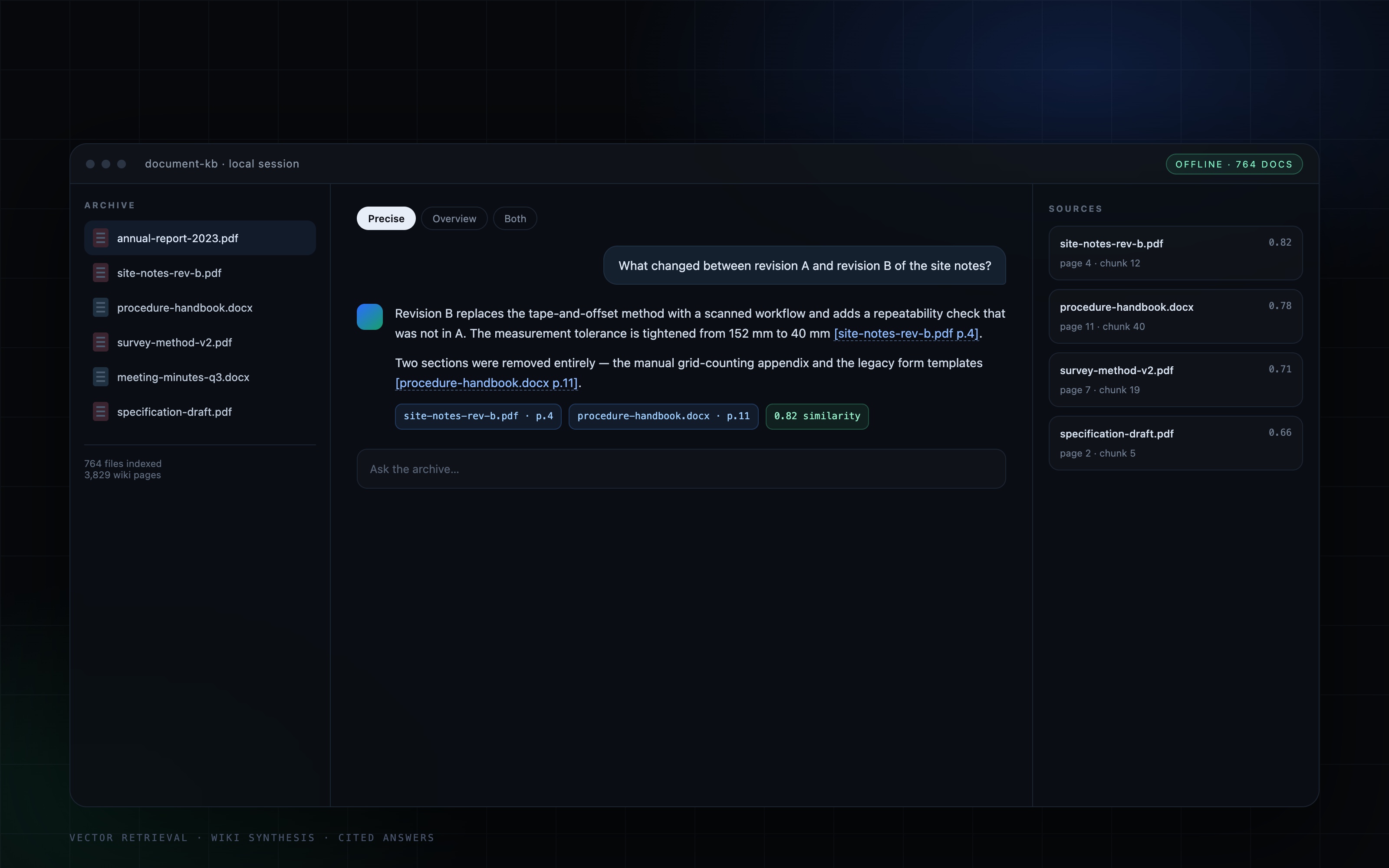 A document knowledge base that answers two ways